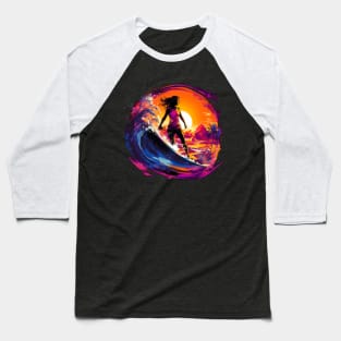 Surfing Girl Baseball T-Shirt